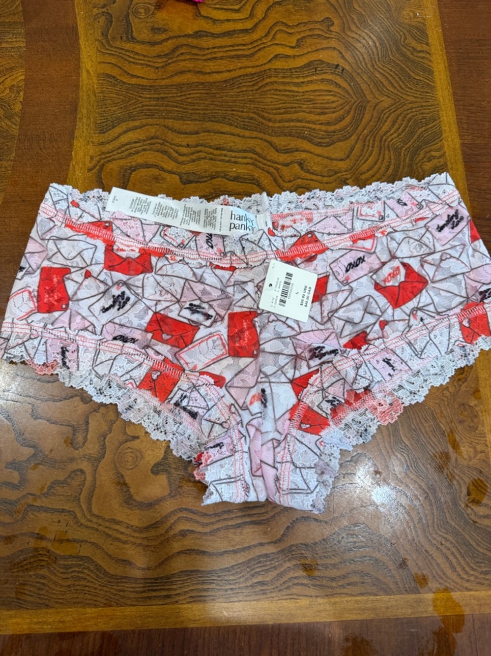 Hanky Panky Pink & Red Lace-Trim Boyshort Panty